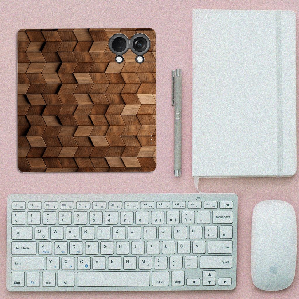 Book Wallet Case voor OnePlus Nord 3 Wooden Cubes