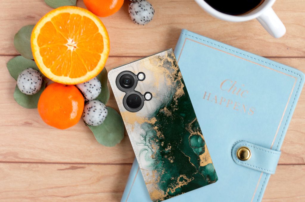Standcase voor OnePlus Nord 3 Marmer Groen