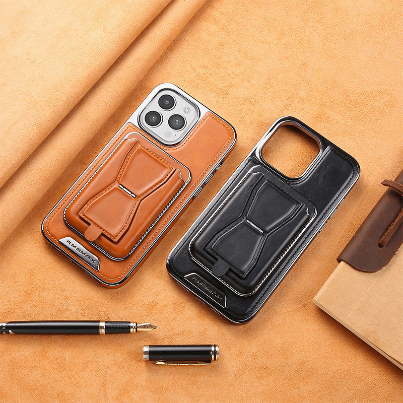 Luxe lederen magnetische iPhone hoes met houder voor verwijderingskaarten