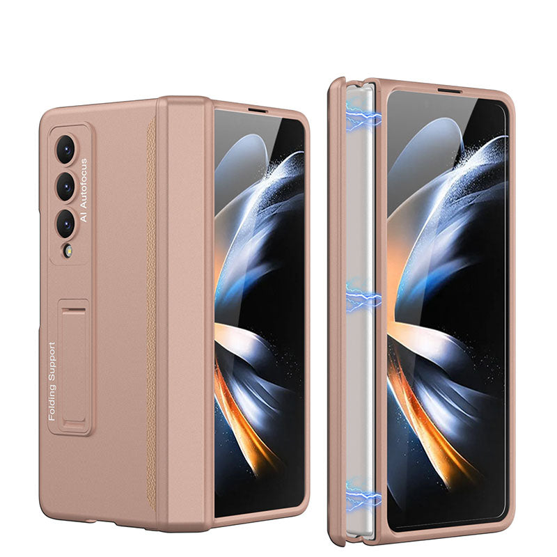 Magnetische Scharnierstand Alles-in-één Hoes Met Achterste Schermbeschermer Voor Samsung Galaxy Z Fold4 5G