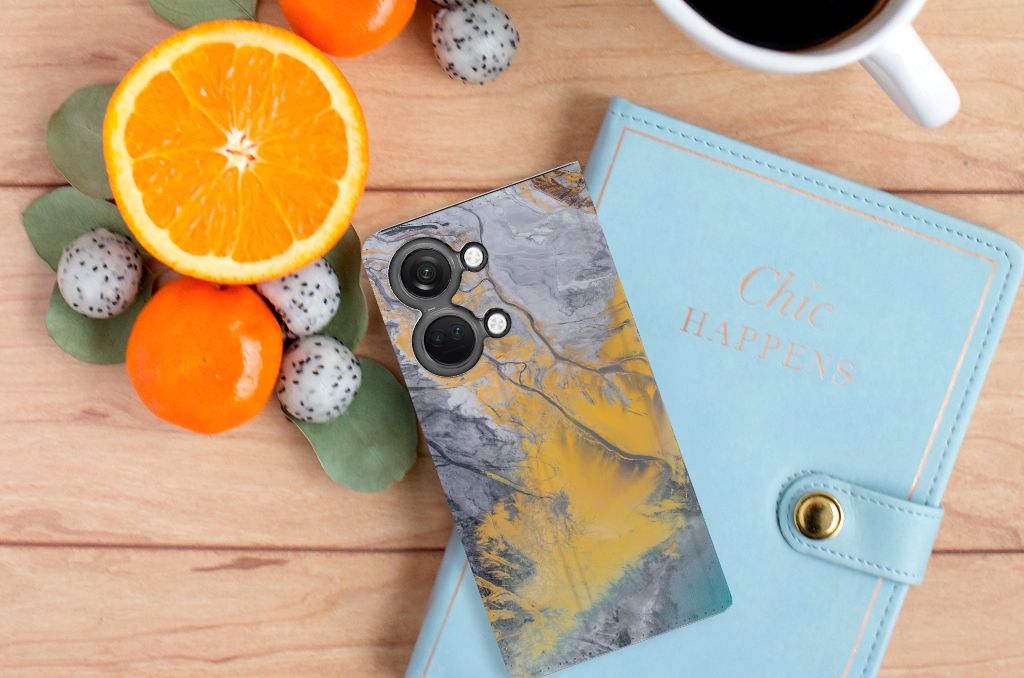 OnePlus Nord 3 Standcase Marble Blue Gold