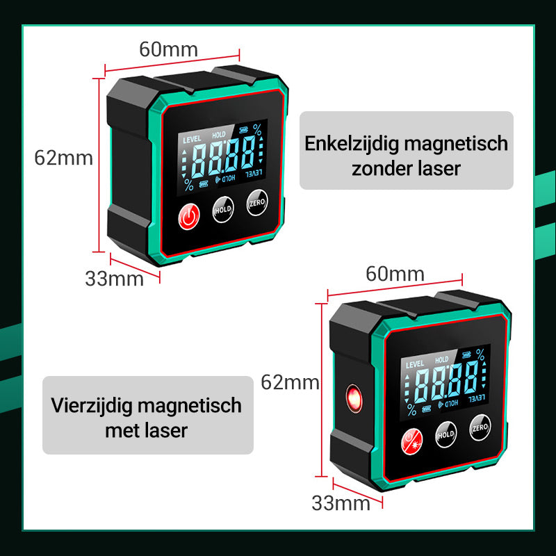 Magnetische Digitale Hoekzoeker met Elektronische Laser