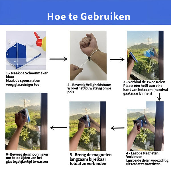 Glashelder – Magnetische raamwisser voor veilig en snel schoonmaken