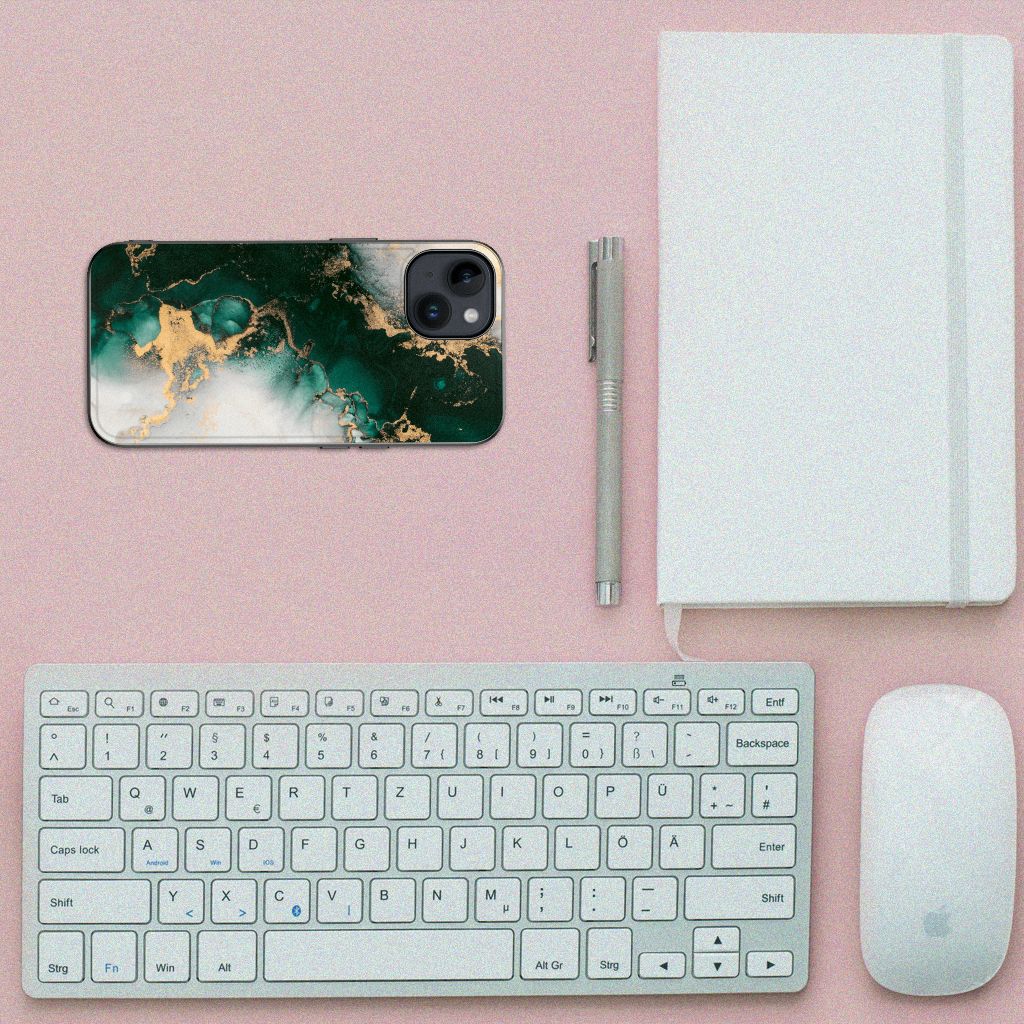 Marmeren Print Telefoonhoesje voor iPhone 15 Marmer Groen