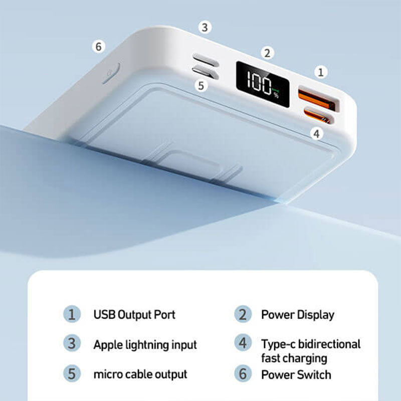 22,5 W 10000 mAh Magnetisch draadloos mobiel opladen met standaard
