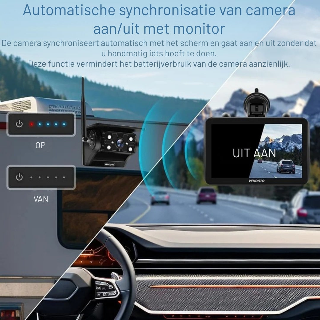 SolarView Touch – Draadloze Achteruitrijcamera met 7" Touchscreen & Magnetische Bevestiging