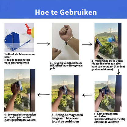 Glashelder – Magnetische raamwisser voor veilig en snel schoonmaken